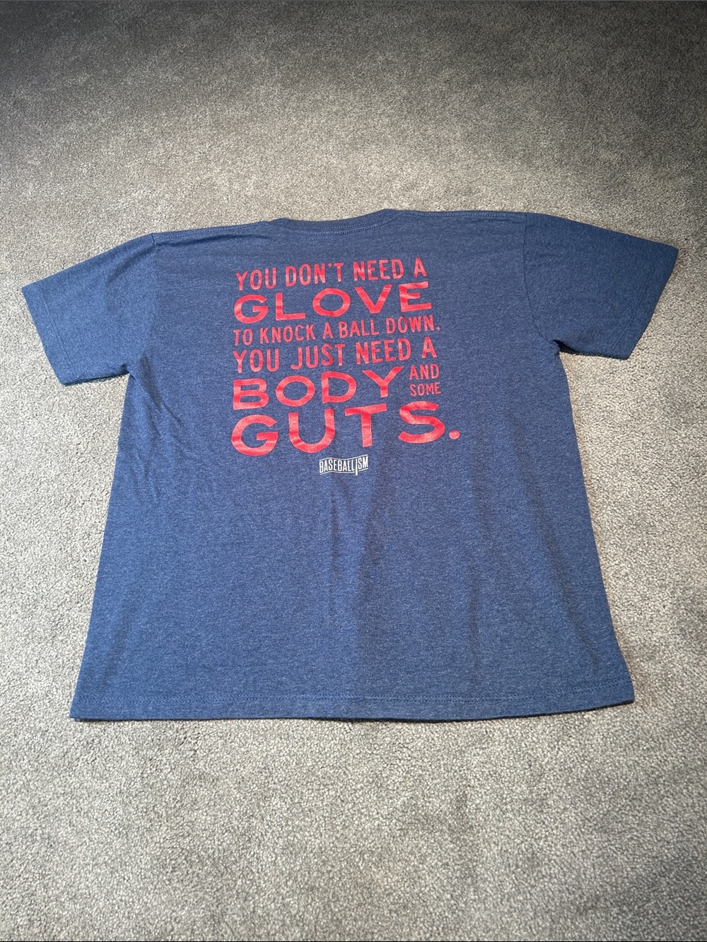 Youth Navy Short Sleeve Tee with Red Baseball Graphic